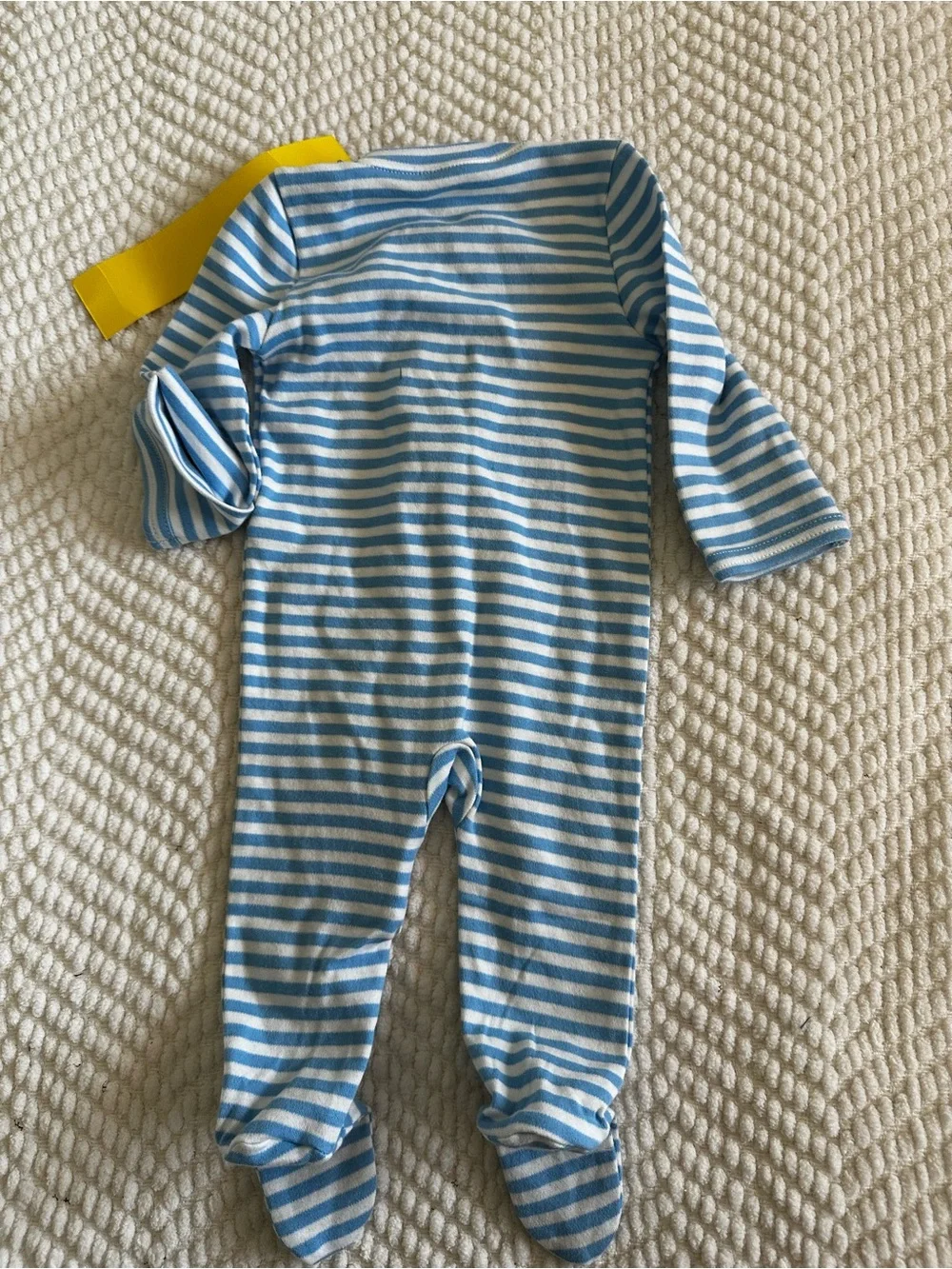 Primary Blue and White Organic Striped Footed One-Piece - Newborn
